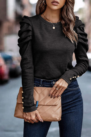 Buttoned Puff Sleeve