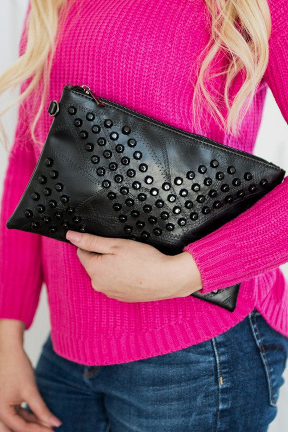 Black Studded Clutch