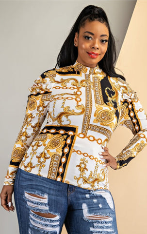 Royalty Gold and White Blouse