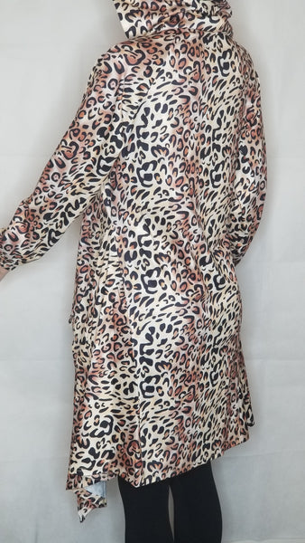 Leopard Print Hi- Lo Top with Hoodie