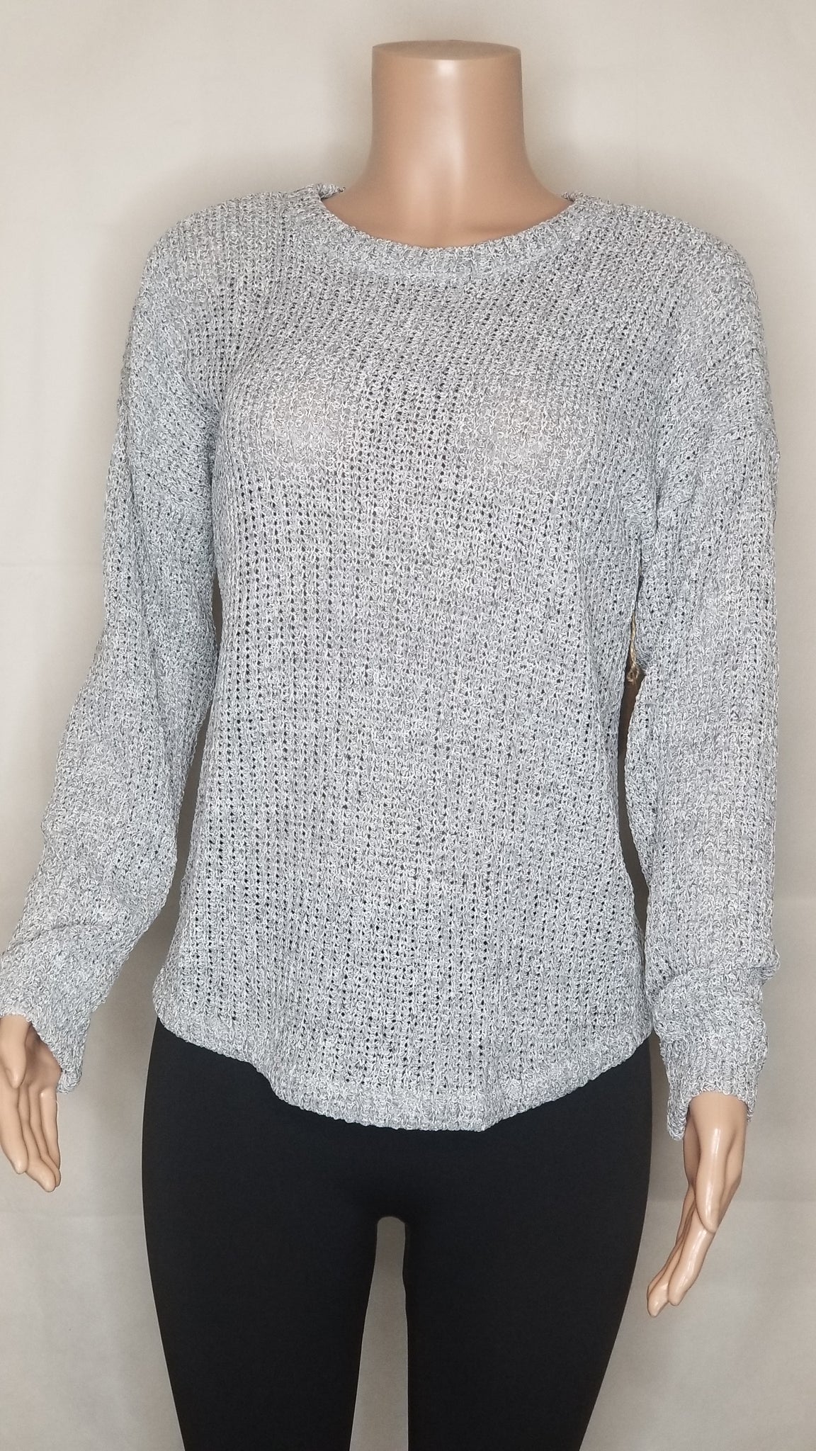 Smoke Gray Back Button Sweater