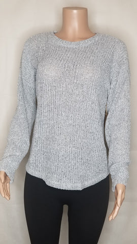 Smoke Gray Back Button Sweater