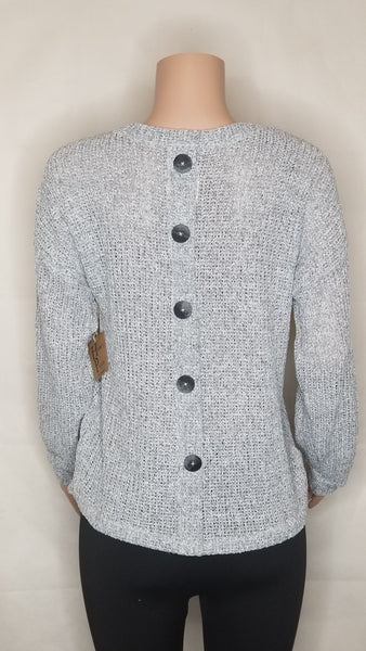 Smoke Gray Back Button Sweater