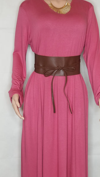 Long Sleeve Pink Pocket Dress