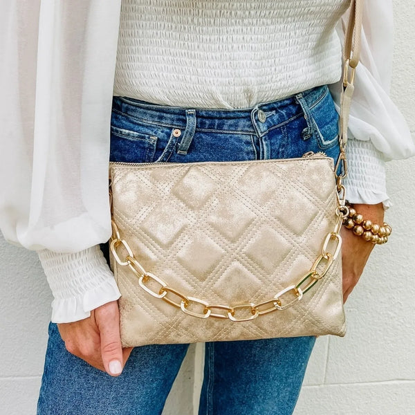 Quilted Gold Crossbody