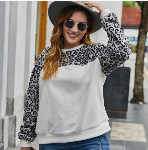 Leopard Print Patchwork Top